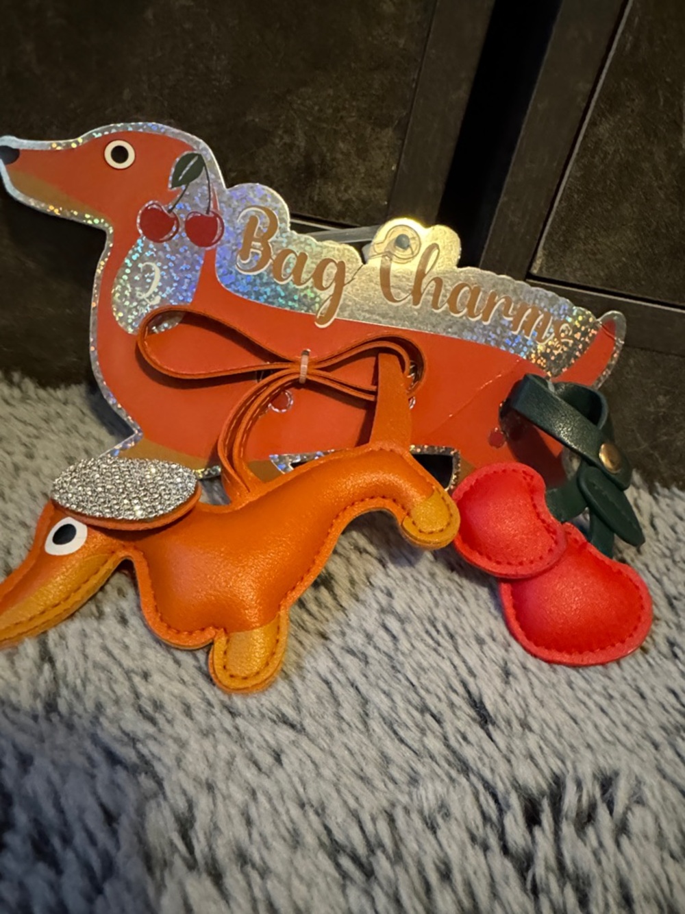 Dachshund Orange & Red Cherry Bag Charms For Any Age